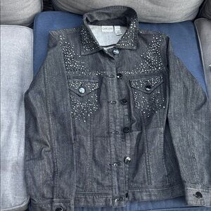 Black Denim Jacket L (Chico's)